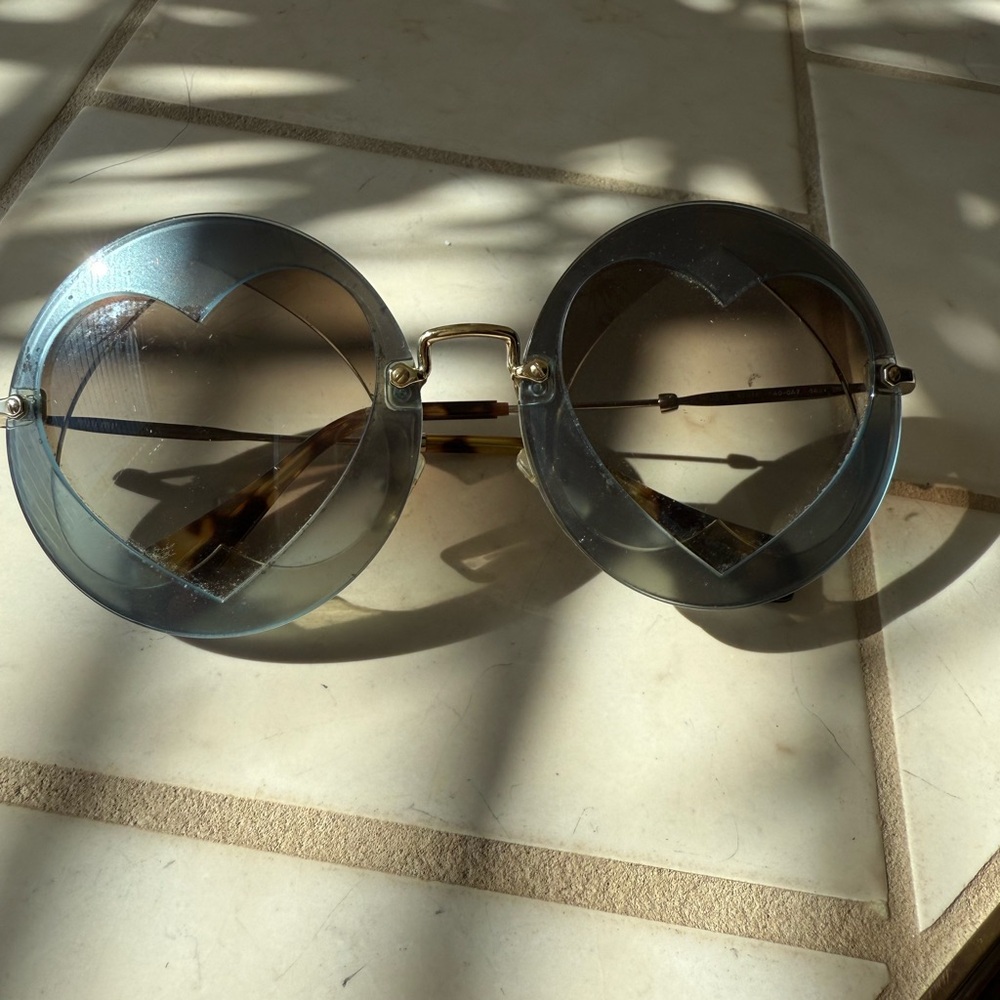 Miu Miu Double Heart Blue Tint Sunglasses